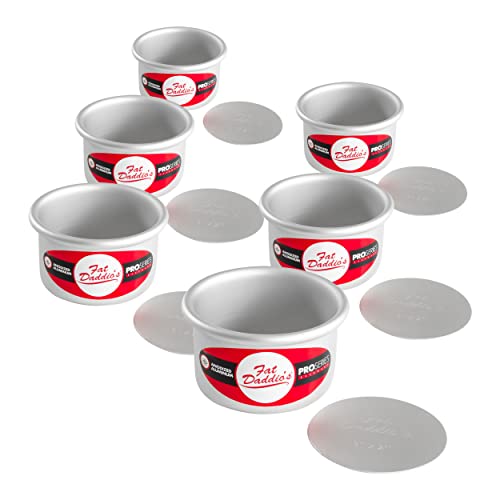 Fat Daddio's Fat Daddios PCC32CASE Anodized Aluminum Round Cheesecake Pans 6 Piece Set 3 x 2 Inch - Image 1