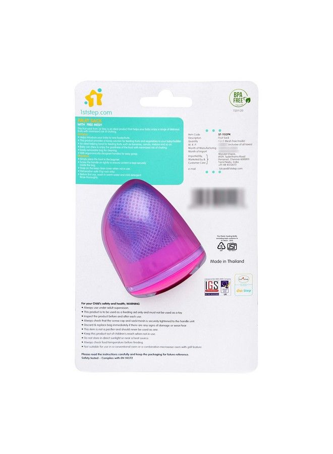 1st Step Bpa Free Fruit And Food Nibbler And Feeder With 2 Mesh (Pink) - Image 5