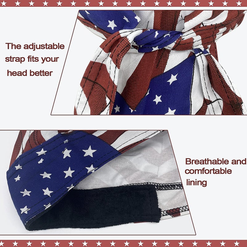 Lobimelan 3 Pcs Doo Rags for Men Skull Cap Breathable Moisture Wicking Pirate Hat Helmet Liner Running Cotton Hat for Women - Image 3