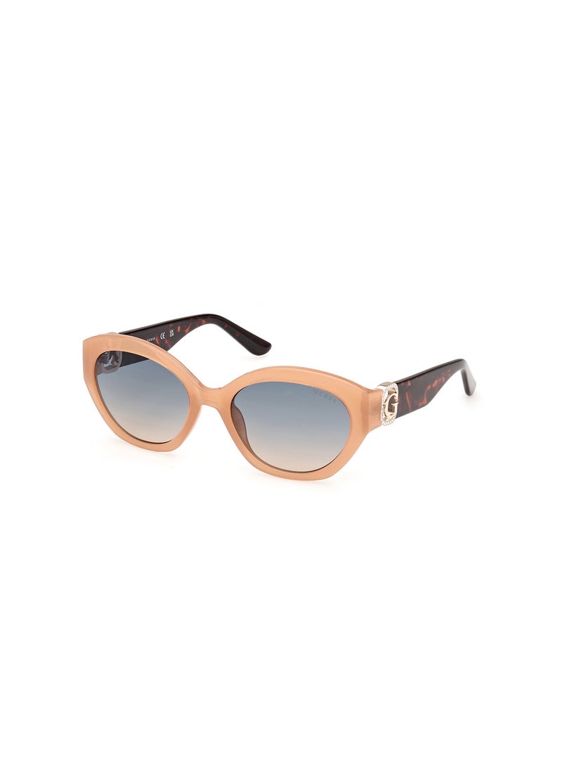 GUESS Women's UV Protection Oval Shape Sunglasses - GU0010457P56 - Lens Size: 56 Mm - Shiny Beige - Image 1