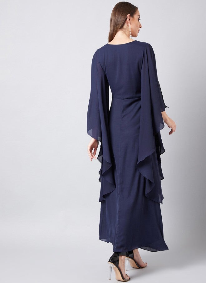 Athena فستان ماكسي مزين باللون الأزرق البحري للنساء - Image 4