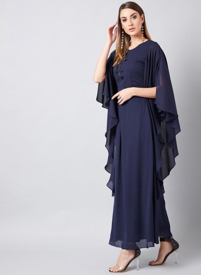 Athena فستان ماكسي مزين باللون الأزرق البحري للنساء - Image 3