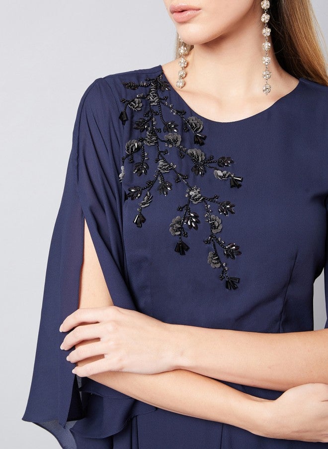 Athena فستان ماكسي مزين باللون الأزرق البحري للنساء - Image 2