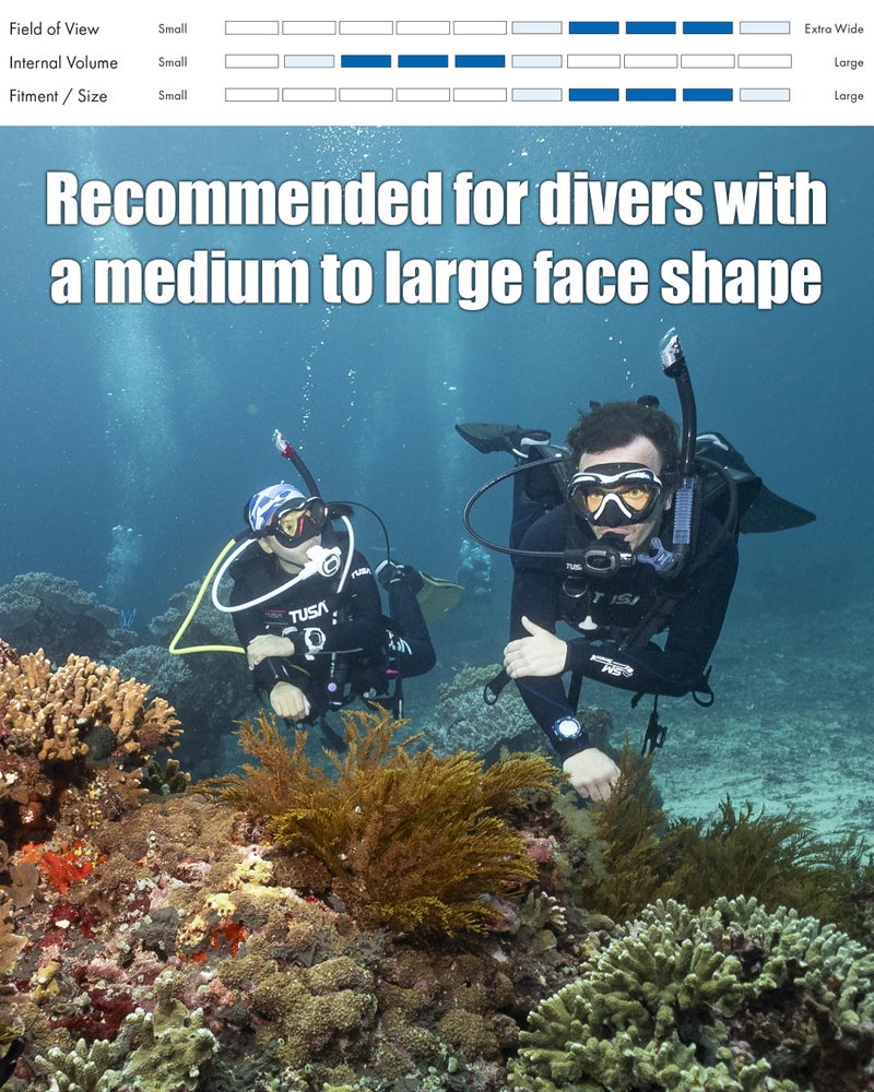 TUSA M-1007 Paragon S Scuba Diving Mask, Fishtail Blue - Image 2