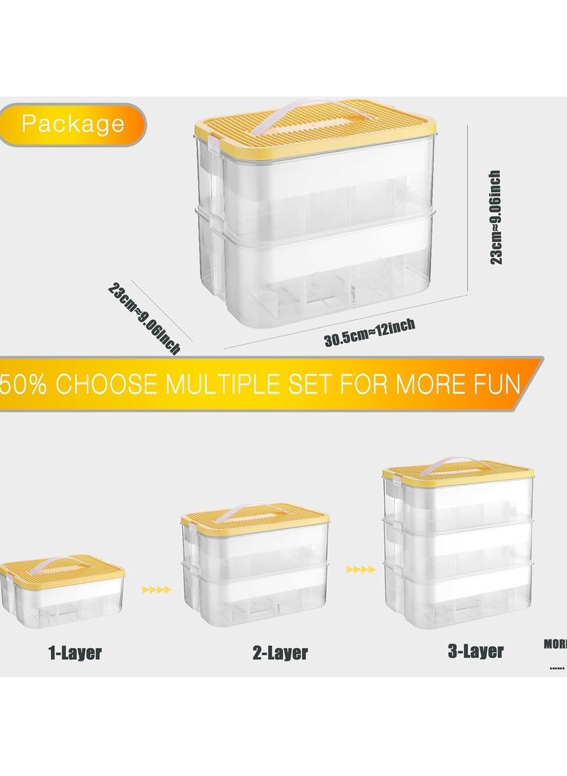 Hanayo - Cube Toys Storage Organizer Bins for Lego Kids Toy Containers Box with Bricks Baseplate Lids Craft Box 2 Layers,Stackable Storage Container Compartments Building Blocks Puzzle Board Game Chest - Image 1