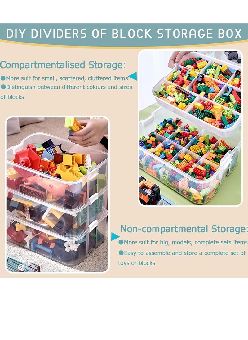 Hanayo - Cube Toys Storage Organizer Bins for Lego Kids Toy Containers Box with Bricks Baseplate Lids Craft Box 2 Layers,Stackable Storage Container Compartments Building Blocks Puzzle Board Game Chest - Image 1