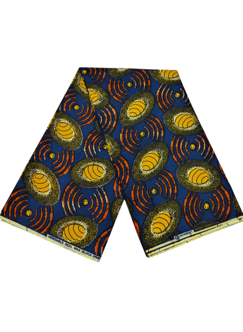 African Fabric 100% Cotton Hitarget Wax 6 Yards (12709) - Image 1