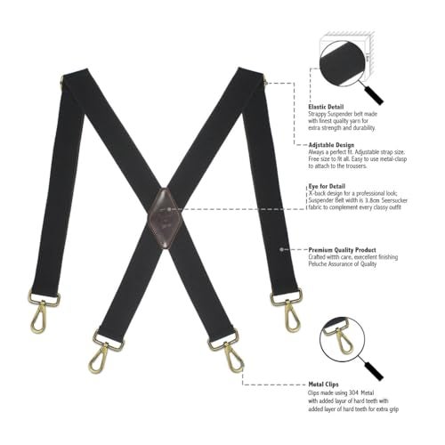 Peluche Hook & Go Heavy Duty X Back 4 Hooks Suspender for Men (Strap Width- 38 mm) - Image 3