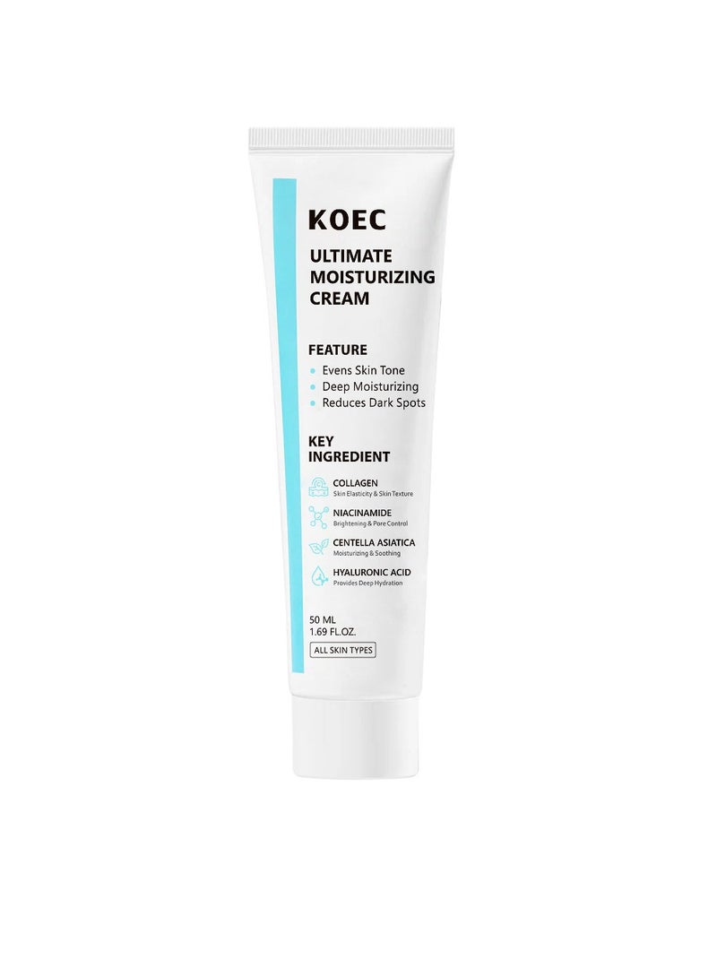 KOEC Youthful Formula Ultimate Moisturizing Cream | Centella Asiatica, Niacinamide, Hyaluronic Acid, Collagen | Wrinkles, Fine Lines, Dark Spots, Dry Skin, Redness,50ml - Image 1