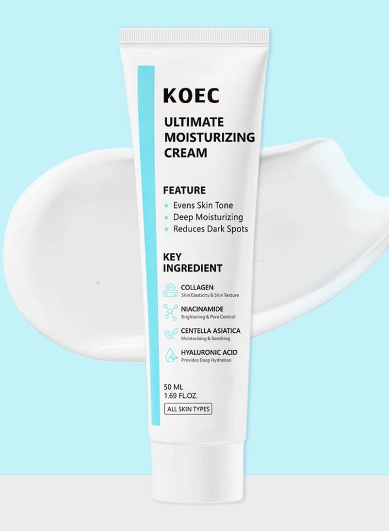 KOEC Youthful Formula Ultimate Moisturizing Cream | Centella Asiatica, Niacinamide, Hyaluronic Acid, Collagen | Wrinkles, Fine Lines, Dark Spots, Dry Skin, Redness,50ml - Image 2