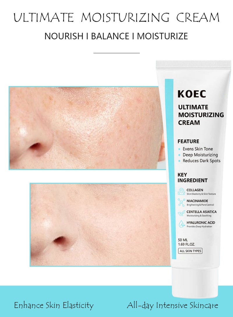 KOEC Youthful Formula Ultimate Moisturizing Cream | Centella Asiatica, Niacinamide, Hyaluronic Acid, Collagen | Wrinkles, Fine Lines, Dark Spots, Dry Skin, Redness,50ml - Image 4