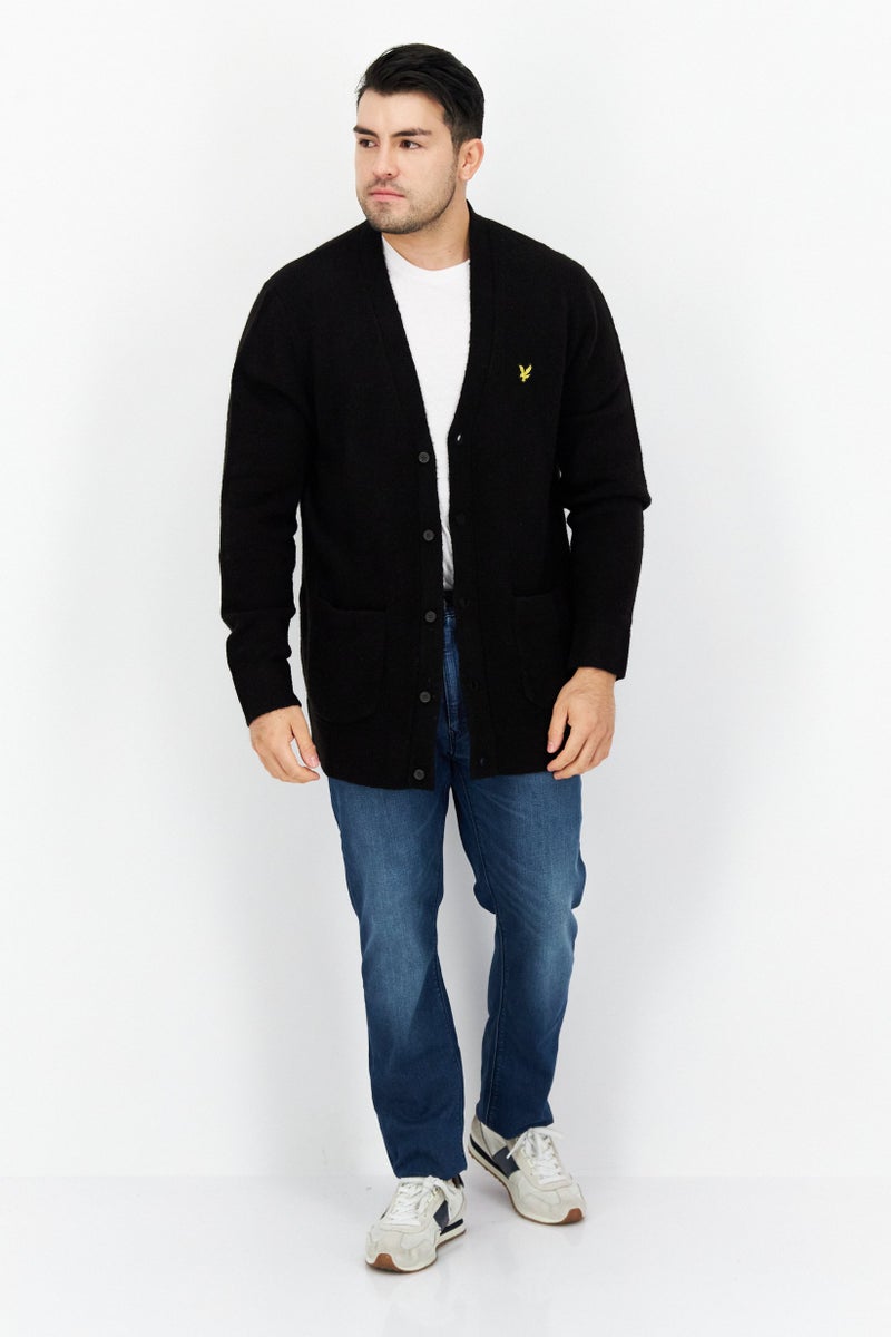 Lyle & Scott Men Button Front Brand Logo Cardigan, Black - Image 3