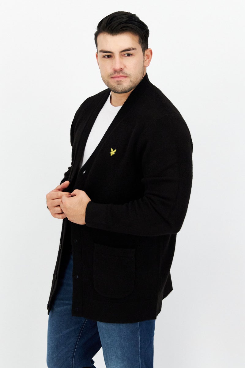 Lyle & Scott Men Button Front Brand Logo Cardigan, Black - Image 2