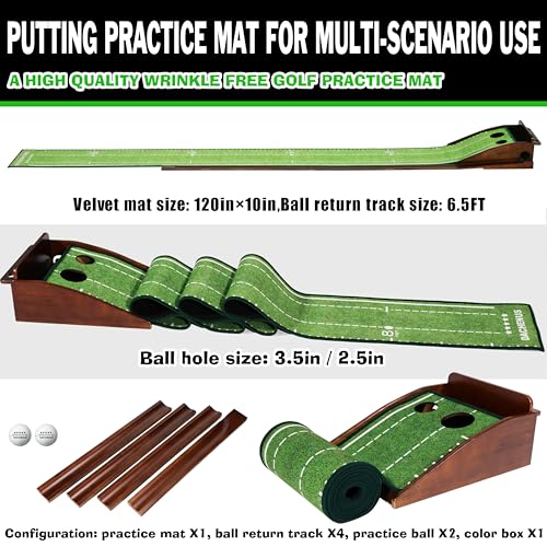Dachenus Putting Green Indoor Mat Outdoor Golf Putting Mat with Automatic Ball Return - Ideal for Home, Office, and Outdoor Use - Image 3