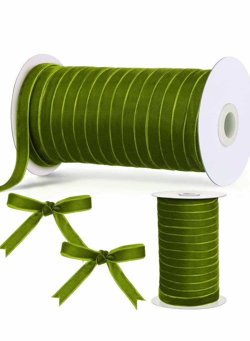 Excefore Vintage Velvet Ribbon Single Face Spool Satin for Wreath Decoration DIY Bow Craft Gift Wrapping (Light Blue, 1cm, 50 Yard) - Image 1