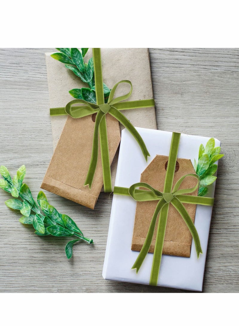 Excefore Vintage Velvet Ribbon Single Face Spool Satin for Wreath Decoration DIY Bow Craft Gift Wrapping (Light Blue, 1cm, 50 Yard) - Image 2