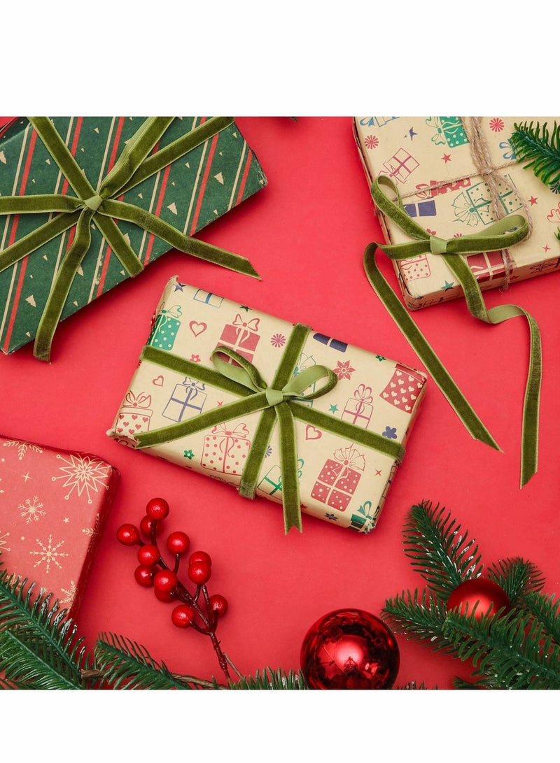 Excefore Vintage Velvet Ribbon Single Face Spool Satin for Wreath Decoration DIY Bow Craft Gift Wrapping (Light Blue, 1cm, 50 Yard) - Image 5