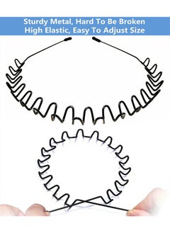 Arabest Metal Hair Bands for Men Women's Headbands, Unisex Black Wavy Spring Sports Headband for Men's Hair Band Hoop Clips Women Accessories Simple Elastic Non Slip Wide Headwear Bandeau Outdoors  - Image 2