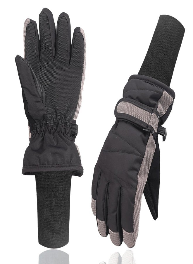 XTACER Kids Ski Snow Gloves Snowboard Winter Warm Cold Weather Gloves for Boys Girls Children ( Long Cuff -Black, 6-8 Years) - Image 1