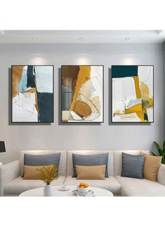 FASHION HOME 3PCS Wall Art Bright Style Minimalist Decor Modern Abstract Canvas Prints Poster Picture Framed Paintings Decorations  - Image 2