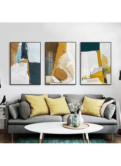 FASHION HOME 3PCS Wall Art Bright Style Minimalist Decor Modern Abstract Canvas Prints Poster Picture Framed Paintings Decorations  - Image 3