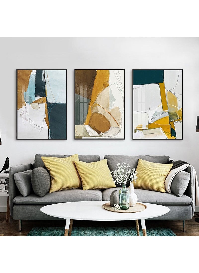 FASHION HOME 3PCS Wall Art Bright Style Minimalist Decor Modern Abstract Canvas Prints Poster Picture Framed Paintings Decorations  - Image 3