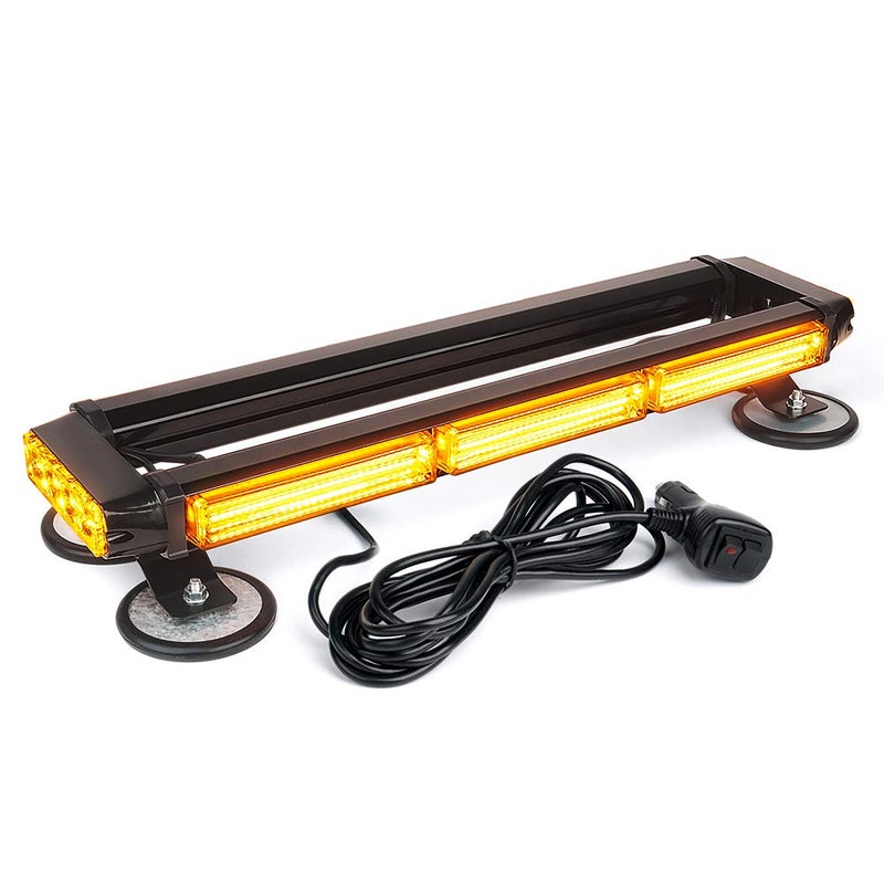 شريط ضوء فلاش ستروب LED COB أمبر من Xprite مع قاعدة مغناطيسية للسيارات الآمنة والشاحنات والبيك أب وجرارات الثلوج، رؤية عالية 21