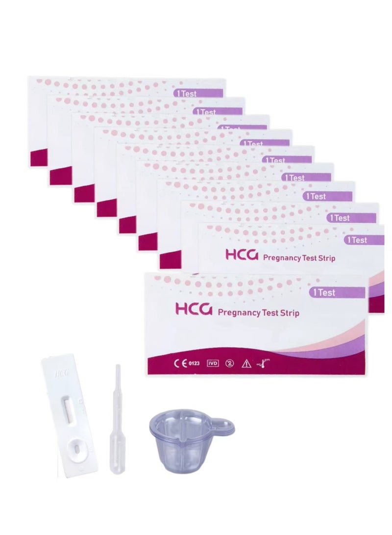 Generic HCG Strip Testing Kit – Early Indicator Tool for Home, 10 Pack with Cups  - Image 1