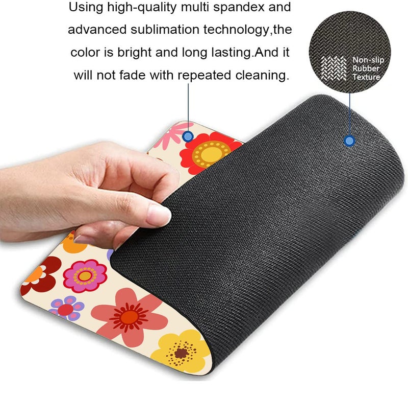 Solekla Mouse Pad, Vintage Flowers 60S 70S Orange Hippie Psychedelic Mouse Pad, Personalized Rectangle Mousepad Customized Mouse Pads with Designs Non-Slip Rubber Smooth MousePads for Computer Laptop - Image 2