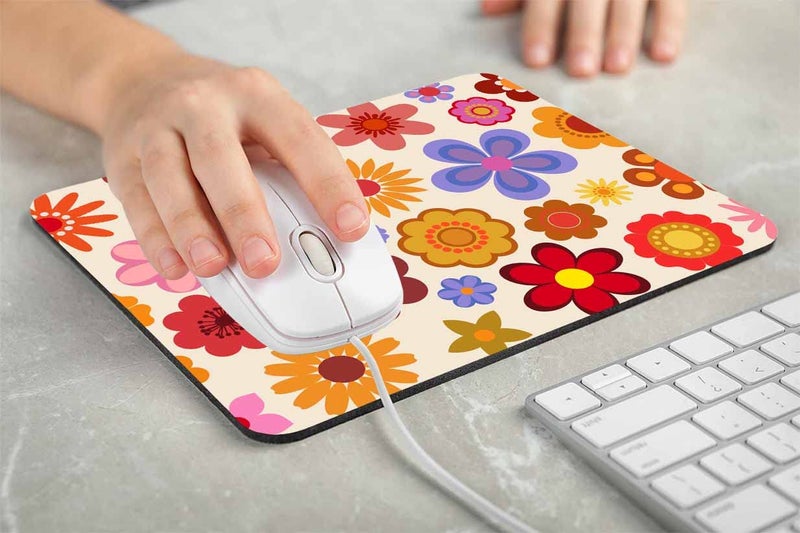 Solekla Mouse Pad, Vintage Flowers 60S 70S Orange Hippie Psychedelic Mouse Pad, Personalized Rectangle Mousepad Customized Mouse Pads with Designs Non-Slip Rubber Smooth MousePads for Computer Laptop - Image 3