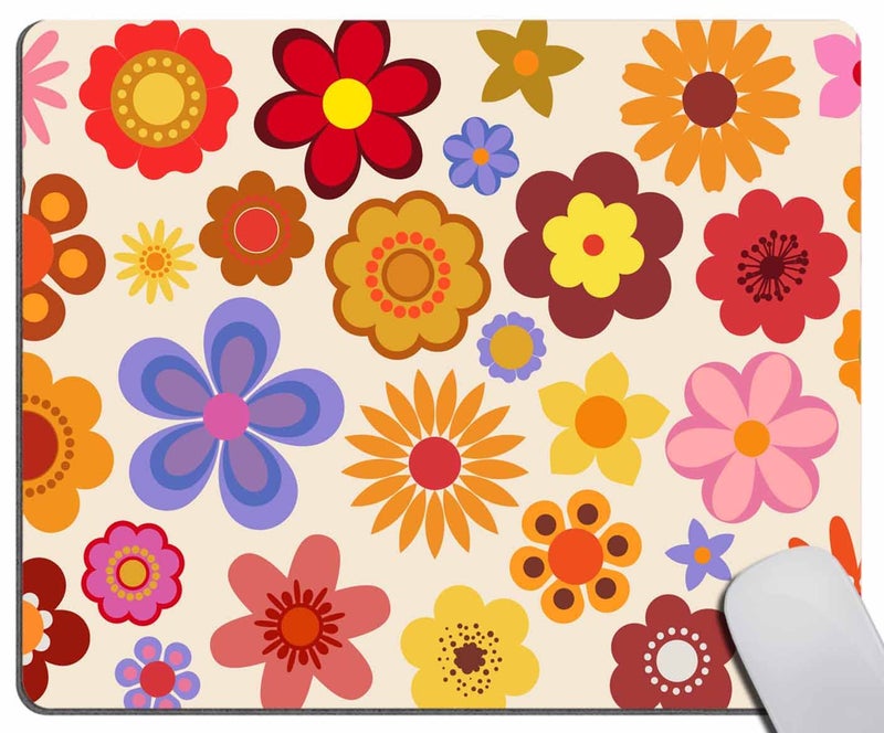 Solekla Mouse Pad, Vintage Flowers 60S 70S Orange Hippie Psychedelic Mouse Pad, Personalized Rectangle Mousepad Customized Mouse Pads with Designs Non-Slip Rubber Smooth MousePads for Computer Laptop - Image 5