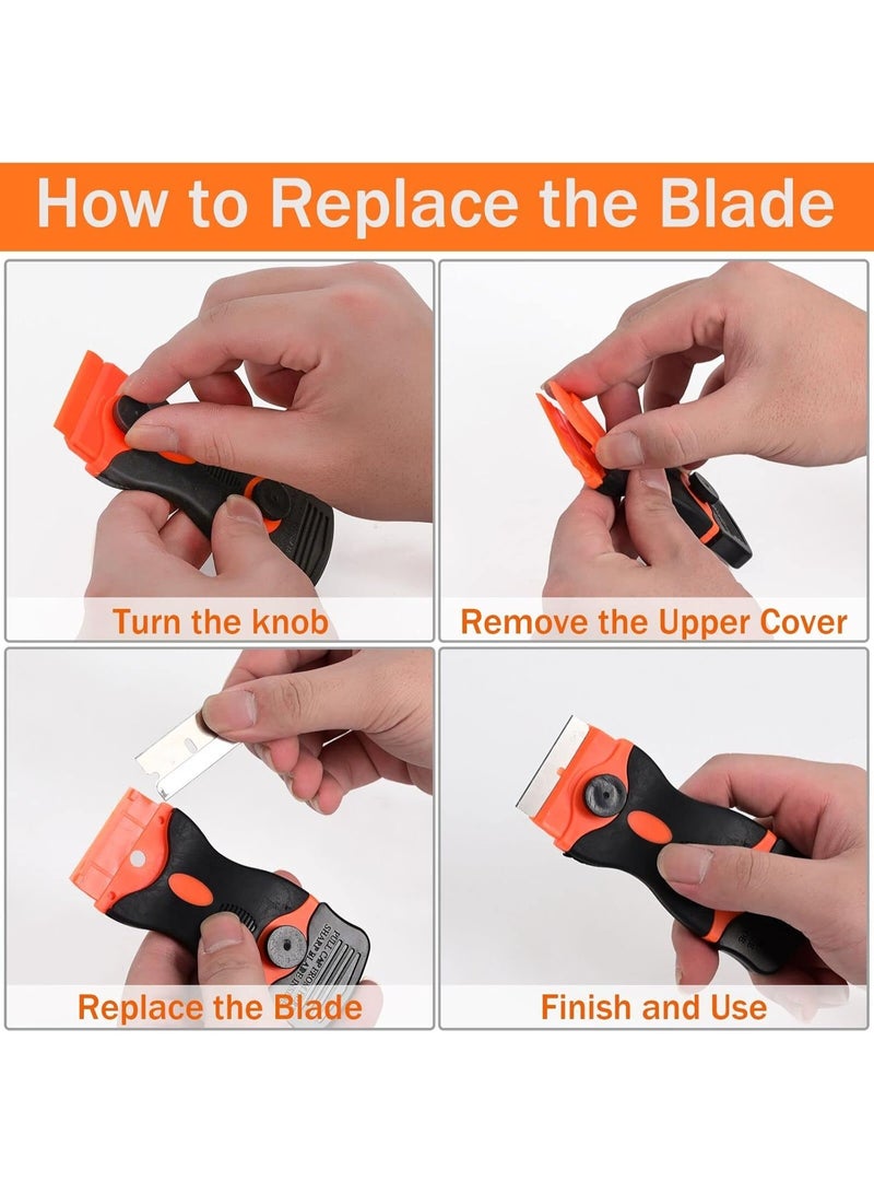 Razor Blade Scraper, 3 Pack Razors Scrapers Tool with 50 Plastic and 30 Metal Razor Blades, Cleaning Scraper, for Removing Label, Registration Sticker, Tint, Grease from Windshield, Appliance, Glass - Image 3