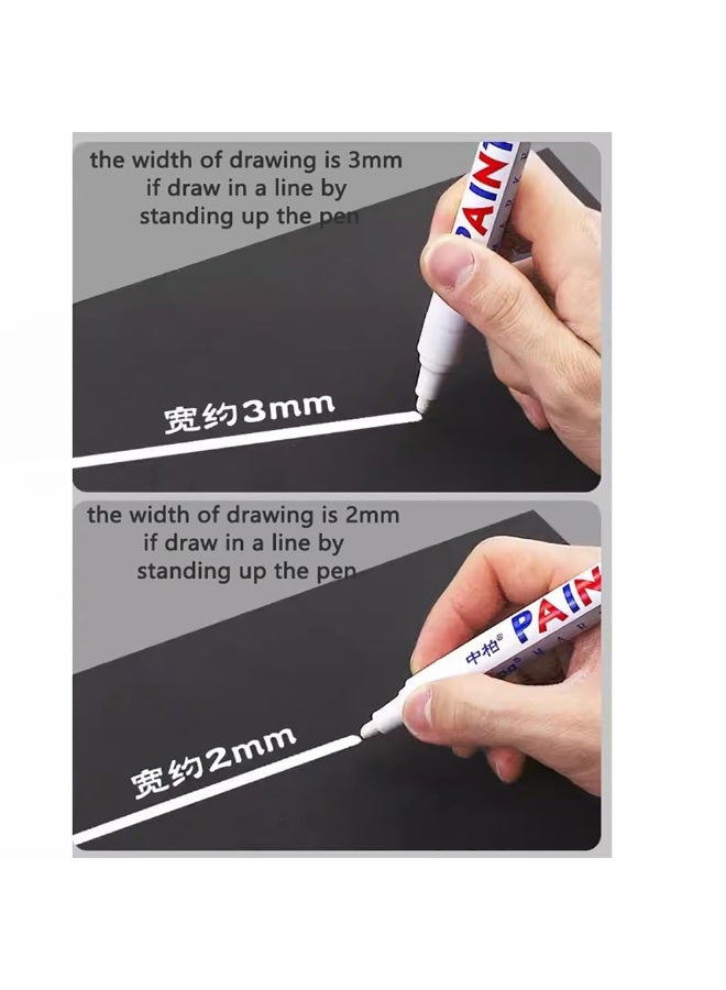 Chabeia White Oil Based Paint Pen, Universal Waterproof Permanent Paint Marker Pen For Car Tire Rubber Metal Glass, Art Craft DIY, Wood,Plastic, Rock Paint, Stone, Mugs, Canvas ,1pcs - Image 2