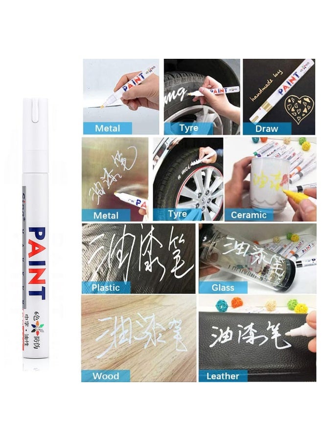 Chabeia White Oil Based Paint Pen, Universal Waterproof Permanent Paint Marker Pen For Car Tire Rubber Metal Glass, Art Craft DIY, Wood,Plastic, Rock Paint, Stone, Mugs, Canvas ,1pcs - Image 3