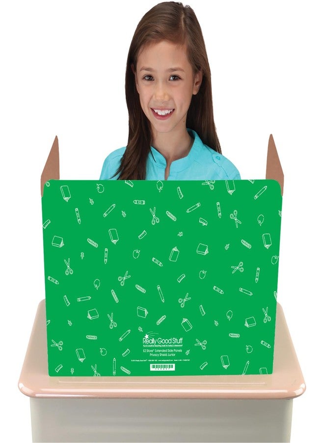 Really Good Stuff Standard Privacy Shields for Student Desks - Set of 12 - Matte - Study Carrel Reduces Distractions - Keep Eyes From Wandering During Tests , Green With School Supplies Pattern - Image 5