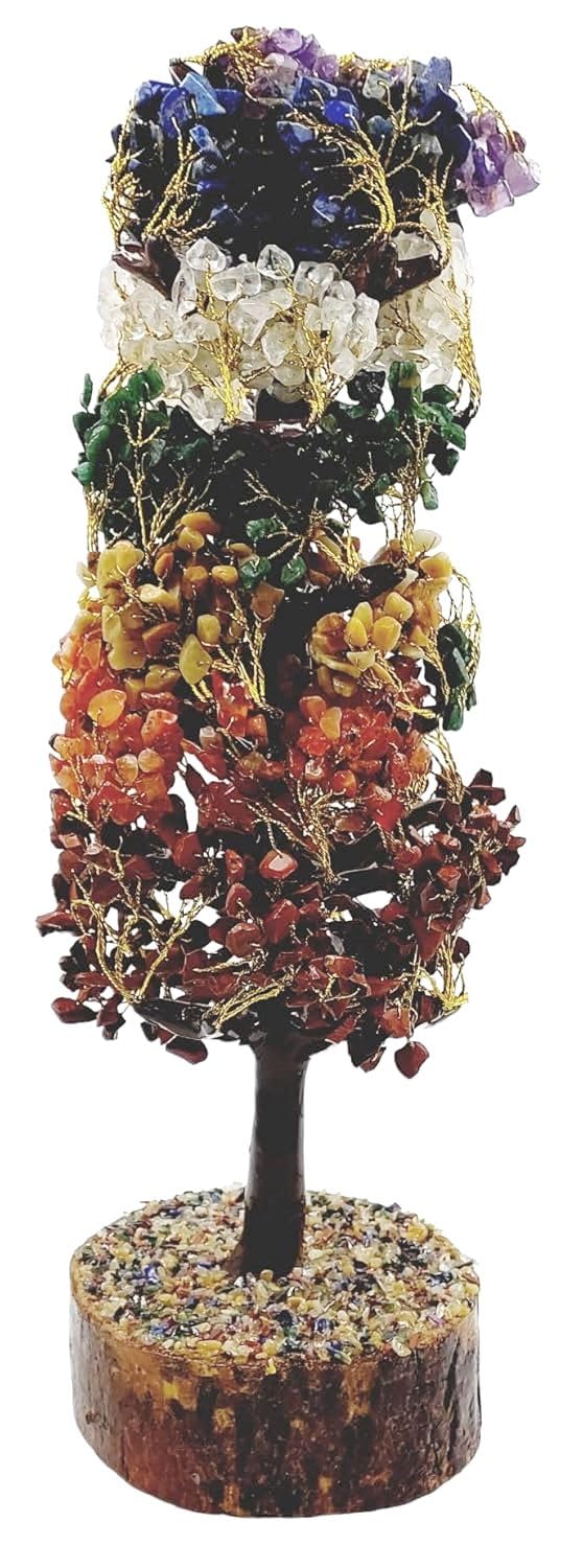 ART FLAUNTS Seven Chakra Gemstone Crystal Bonsai Tree for Good Luck, Wealth & Prosperity Home Office Décor Spiritual Gift | Multicolor Chakra Tree, Big Size - Image 4