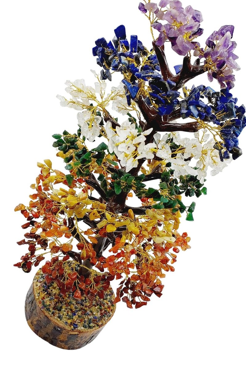 ART FLAUNTS Seven Chakra Gemstone Crystal Bonsai Tree for Good Luck, Wealth & Prosperity Home Office Décor Spiritual Gift | Multicolor Chakra Tree, Big Size - Image 3