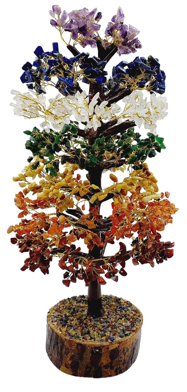 ART FLAUNTS Seven Chakra Gemstone Crystal Bonsai Tree for Good Luck, Wealth & Prosperity Home Office Décor Spiritual Gift | Multicolor Chakra Tree, Big Size - Image 5