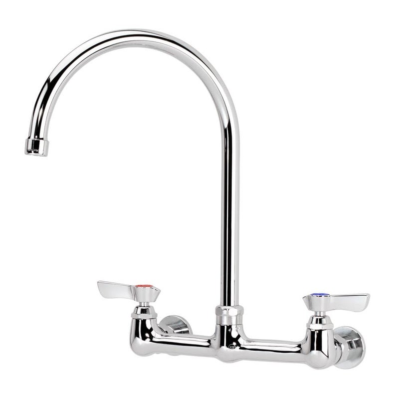 Krowne Silver Series 12802L Wall Mounted Faucet 8 Centers 812 Gooseneck Spout Ceramic Valve Low Lead Compliant