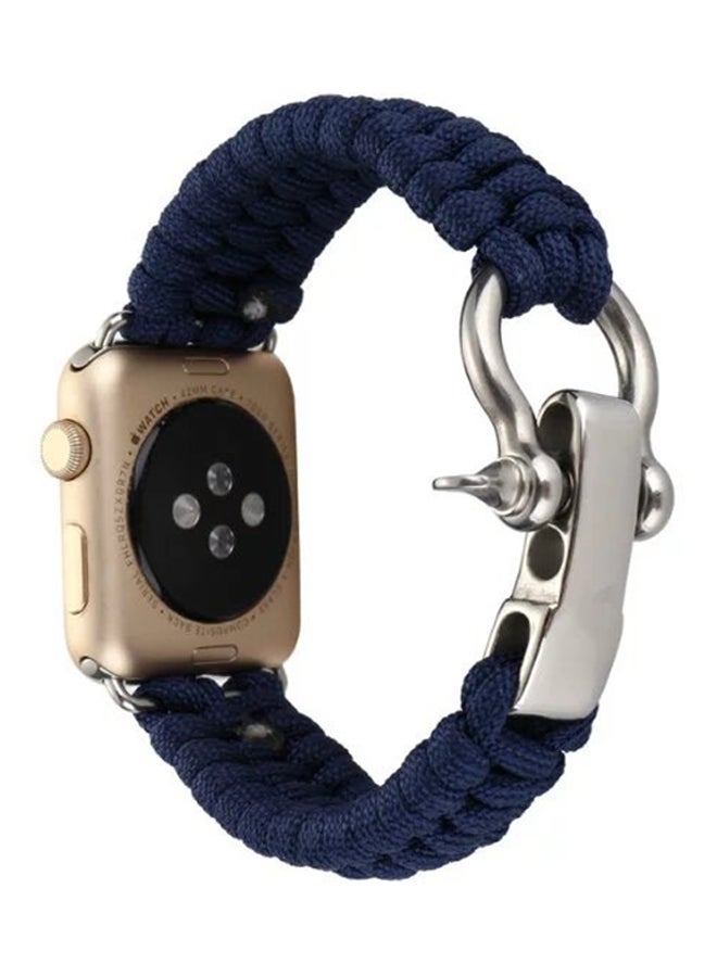 Nylon Woven Belt Replacement Band For Apple Watch 42mm Series 1/2/3 Dark Blue - Image 3