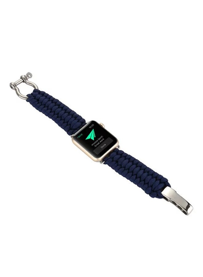 Nylon Woven Belt Replacement Band For Apple Watch 42mm Series 1/2/3 Dark Blue - Image 1