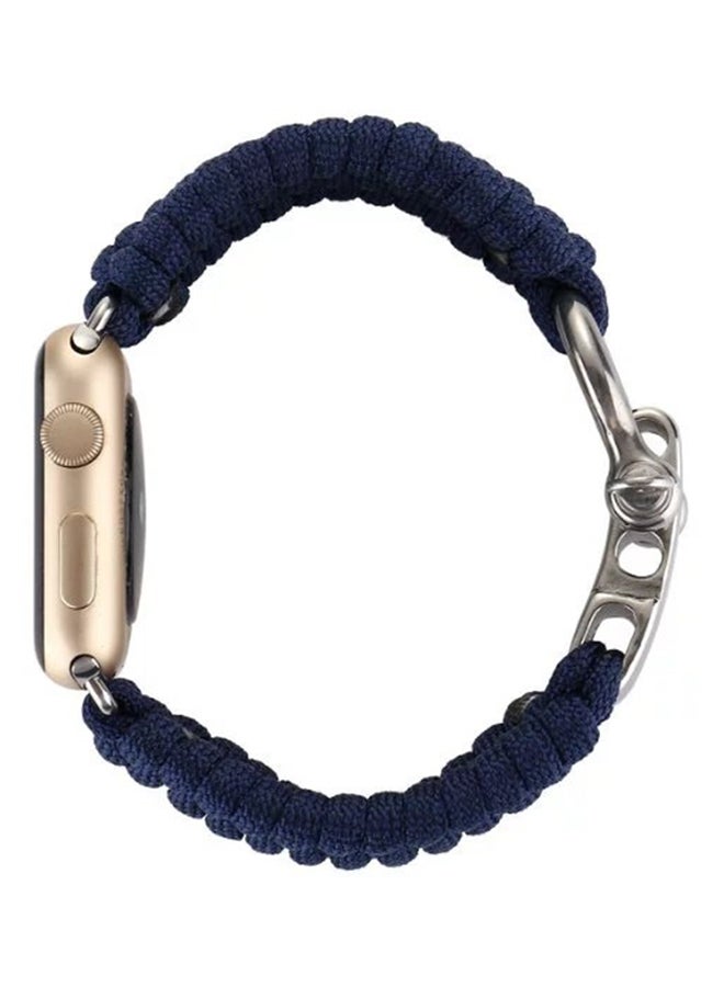 Nylon Woven Belt Replacement Band For Apple Watch 42mm Series 1/2/3 Dark Blue - Image 2