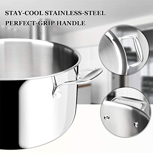 Duxtop 6.5 Quart Stainless Steel Stock Pot with Lid, 3-Ply Cooking Pot for Soup, Rice, Stew, Oven and Dishwasher Safe, Compatible with Induction, Ceramic, Halogen, Gas Stove - Image 3