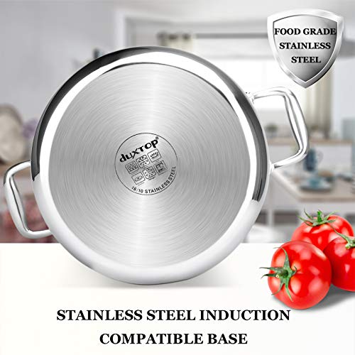 Duxtop 6.5 Quart Stainless Steel Stock Pot with Lid, 3-Ply Cooking Pot for Soup, Rice, Stew, Oven and Dishwasher Safe, Compatible with Induction, Ceramic, Halogen, Gas Stove - Image 4