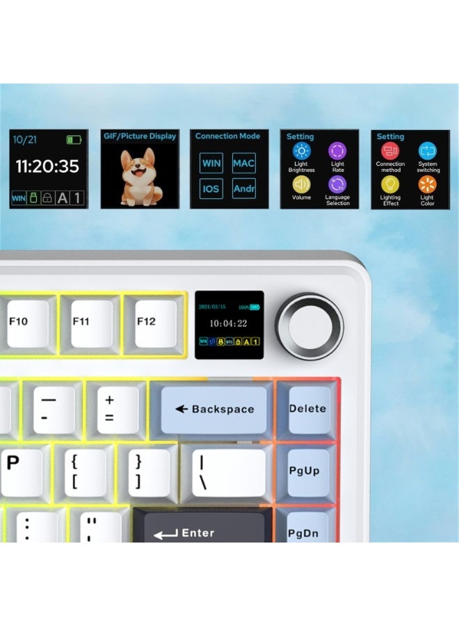 AULA F75 MAX Tri-Mode Wireless Mechanical Gaming Keyboard with TFT Screen & Knob, Reaper Switch, Hot-Swappable Keys, Gasket Mount, 2.4GHz/BT5.0/USB-C, for PC/Mac/Office/Gaming - Image 2