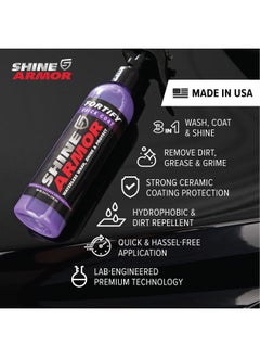 SHINE ARMOR Fortify Quick Coat Ceramic Coating - Car Wax Spray - Waterless Car Wash And Wax - Hydrophobic Top Coat Polish And Polymer Paint Sealant Protection  - Image 4