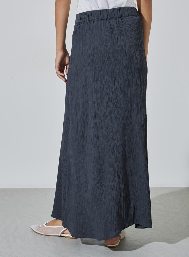 Styli Grey Solid A-Line Maxi Skirt - Image 4