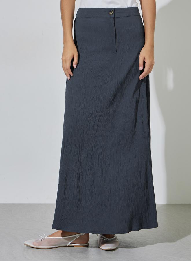 Styli Grey Solid A-Line Maxi Skirt - Image 1