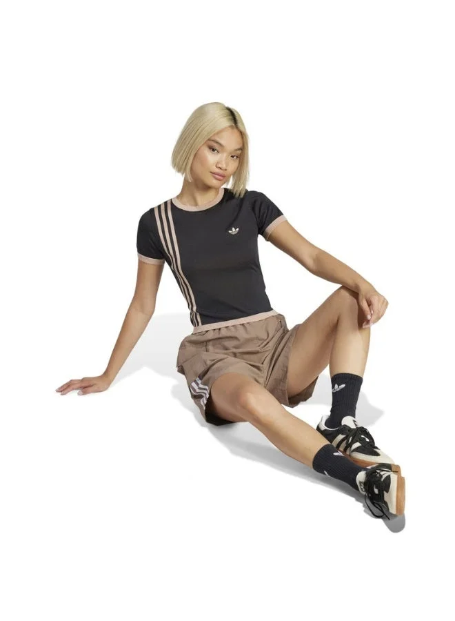 adidas Originals Black Knitted 3-Stripes Short Tee for Women | Best Price UAE