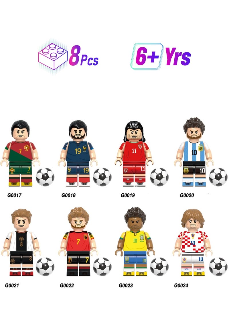 8 Pcs Football Star Series Children's Educational Building Blocks Toys Boys Gift Bag Pack  - Image 1